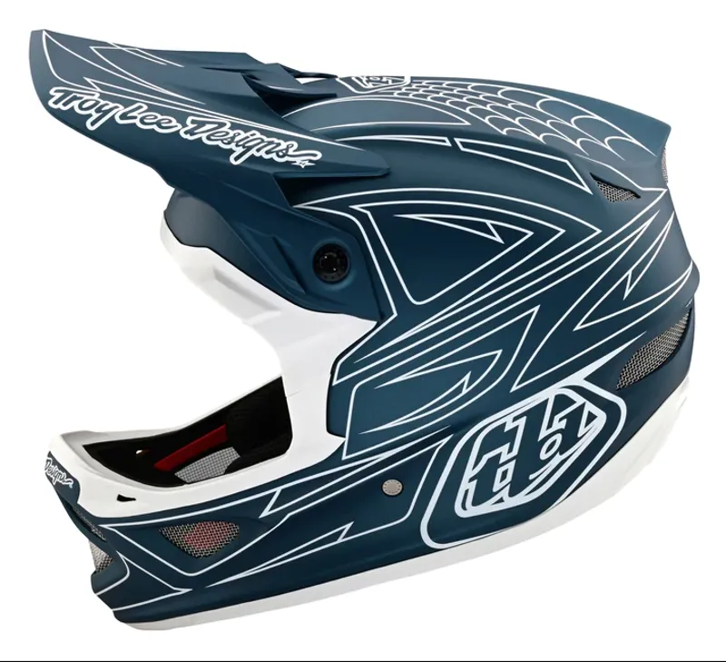 Troy Lee Designs D3 Fiberlite Helmet Spider Stripe - Blue